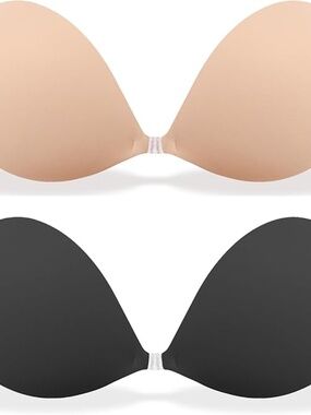 TWO-Pack Professional Adhesive Bra  Black AND Nude NIB Sz C